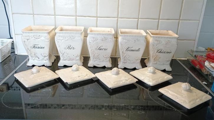 set van vijf keramische kookpotten, Antiek en Kunst, Antiek | Keramiek en Aardewerk, Ophalen