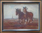 RIK VLEESHOUWERS / PAARDENSPAN / OLIEVERF PANEEL / 37x47cm, Antiquités & Art, Art | Peinture | Classique, Enlèvement ou Envoi