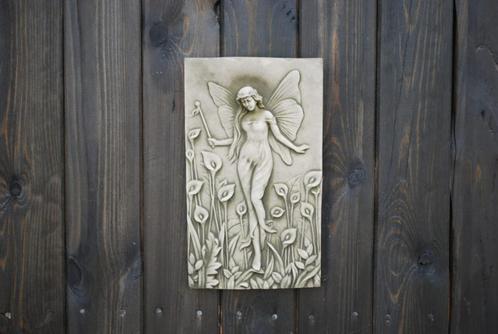 Betonnen muurplaat - elf Lily, Tuin en Terras, Tuinbeelden, Nieuw, Mensenbeeld, Beton, Ophalen of Verzenden