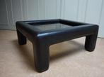 Vintage design De Sede salontafel, zwart leer met rookglas, Huis en Inrichting, Ophalen, Gebruikt, Vierkant, Glas