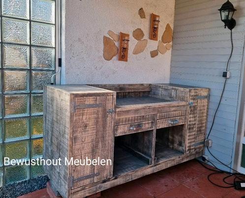 Buitenkeuken van steigerhout  met transportwielen. € 799,-, Tuin en Terras, Buitenkeukens, Ophalen of Verzenden