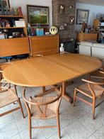 Ronde eiken tafel (1,55m) uit te trekken tot 1,92 of 2,30m, Huis en Inrichting, Ophalen, Zo goed als nieuw