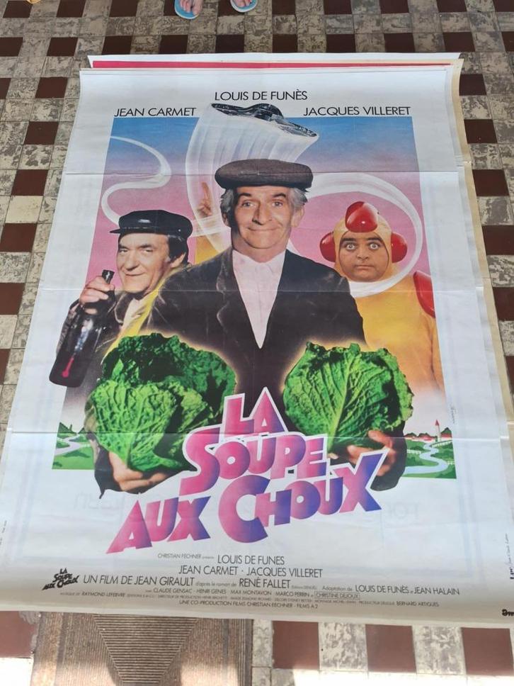 Louis de Funès: set van 7 grote filmposters (160x120), Verzamelen, Posters, Gebruikt, Film en Tv, Deurposter of groter, Rechthoekig Staand