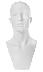 Mannequin tête homme cheveux scluptés, blanc lait, Ophalen
