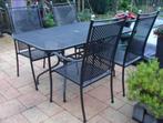 tuitafelset, Tuin en Terras, Tuintafels, Ophalen, Gebruikt, Rechthoekig, Metaal