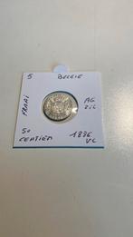 België 50 centimes 1886 vl zilver fraai, Argent, Enlèvement ou Envoi