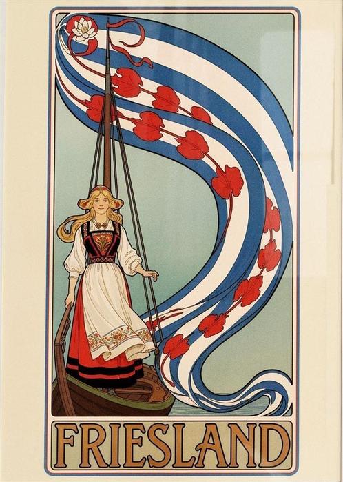 FRIESLAND Alphonse Mucha Stijl Reis Poster affiche, Verzamelen, Posters, Nieuw, Verzenden