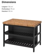 Table îlot cuisine Ikea, Comme neuf, 100 à 150 cm, 75 cm ou plus, Noir