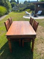 Keuken tafel masief hout, Huis en Inrichting, Ophalen, Gebruikt, Oude mooie stijl., 4 tot 6 stoelen