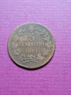 1861 B Italië 5 centesimi, schaars, Verzenden, Italië, Losse munt