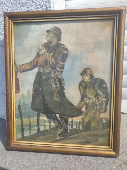 aquarelle soldat signe edmond lajoux, Antiquités & Art, Art | Peinture | Classique, Enlèvement ou Envoi
