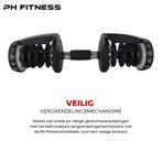 PH Fitness Verstelbare Dumbells Zwart Set 24KG - 2 STUKS, Sport en Fitness, Ophalen of Verzenden, Nieuw, Benen, Dumbbell