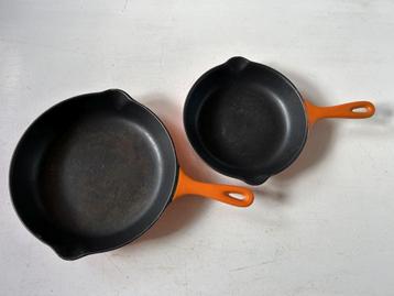 Le Creuset pannen skillet Dia 23 & 20 - retro oranje beschikbaar voor biedingen