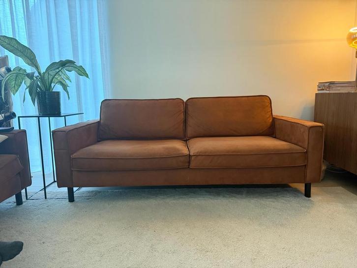 Bank Pinto x2 - cognac - Kantum, Huis en Inrichting, Zetels | Zetels, Zo goed als nieuw, Ophalen