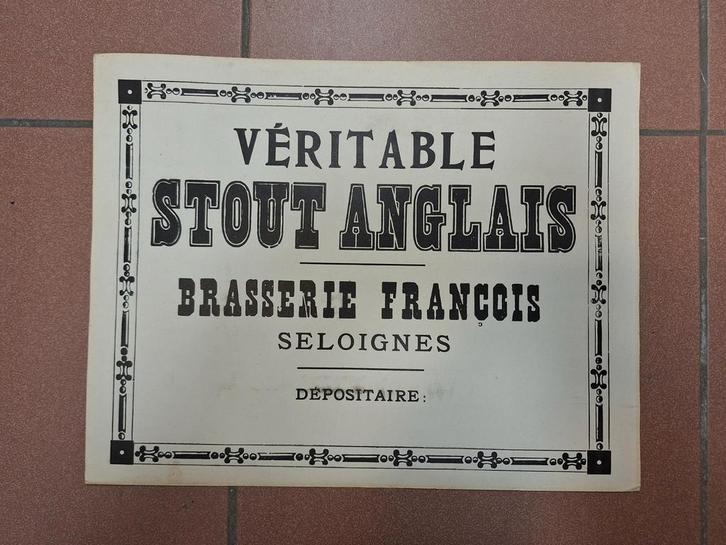 Oude affiche Stout Anglais Brasserie Francois Seloignes, Verzamelen, Merken en Reclamevoorwerpen, Gebruikt, Reclamebord, Ophalen of Verzenden