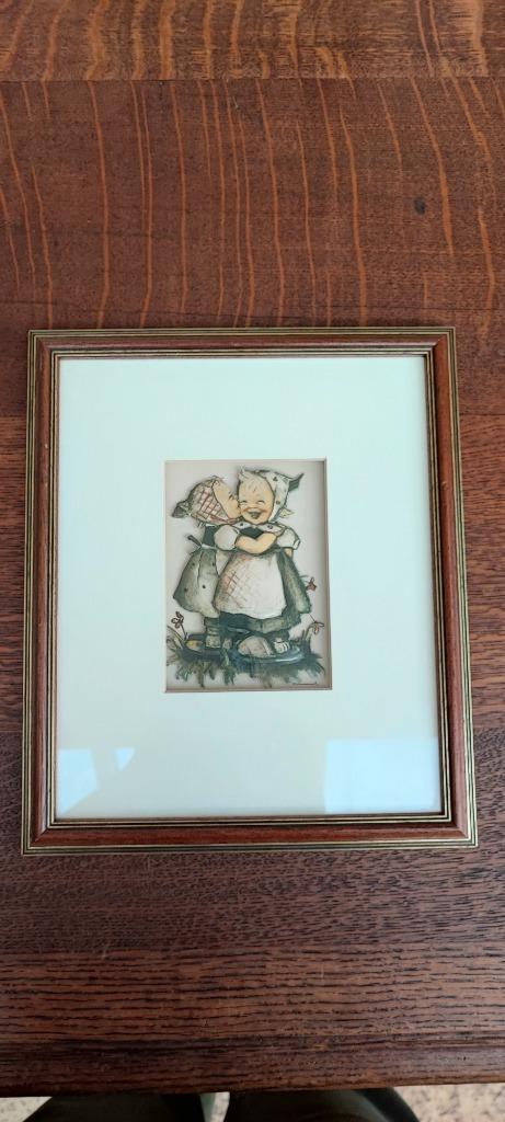 Kader met 3D tekening Hummel Goebel Meisjes, Antiek en Kunst, Kunst | Tekeningen en Fotografie, Ophalen of Verzenden