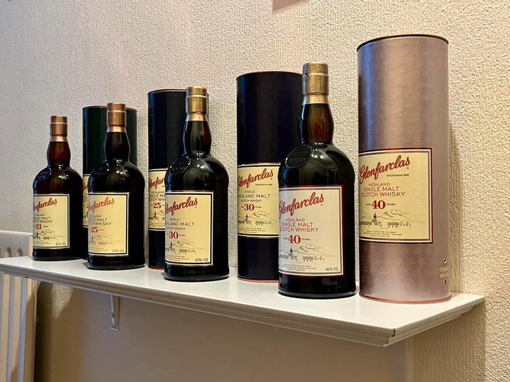 Whisky Glenfarclas 40 years, 30 years, 25 years, 21 years, Verzamelen, Wijnen, Nieuw, Ophalen of Verzenden
