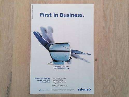 Sabena Poster Qualiflyer Group 1990's First in Business Seat, Verzamelen, Sabenasouvenirs, Nieuw, Ophalen of Verzenden