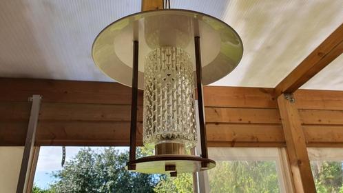 Unieke hanglamp uit de jaren 60. De kap is geel, de boven- e, Maison & Meubles, Lampes | Suspensions, Comme neuf, 50 à 75 cm, Verre