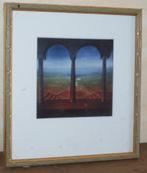 Foto zicht vanuit het kasteel, vergulde lijst + glas 23x21cm, Ophalen of Verzenden, Zo goed als nieuw