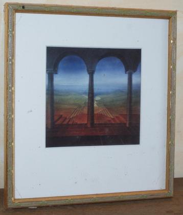 Foto zicht vanuit het kasteel, vergulde lijst + glas 23x21cm beschikbaar voor biedingen