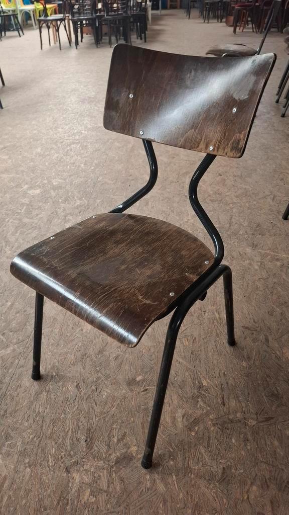 36 school design industriële ELBE stapel horeca vintage retr, Huis en Inrichting, Stoelen, Hout, Metaal, Bruin, Ophalen of Verzenden