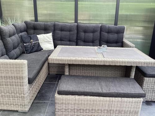 Loungeset, Tuin en Terras, Tuinsets en Loungesets, Zo goed als nieuw, Loungeset, Wicker, Meer dan 8 zitplaatsen, Bank, Bijzettafel