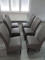 6 taupe grijze eetkamerstoelen nieuwstaat, Huis en Inrichting, Stoelen, Ophalen, Leer, Zo goed als nieuw, Grijs