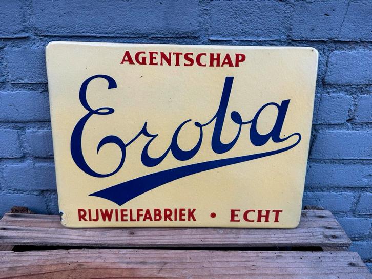 Eroba Fietsen oud emaille reclamebord, Verzamelen, Merken en Reclamevoorwerpen, Gebruikt, Reclamebord, Ophalen of Verzenden