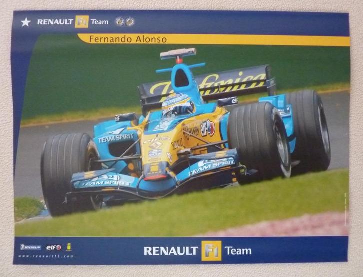 Poster Renault F1 Team Fernando Alonso & Giancarlo Fisichell, Verzamelen, Automerken, Motoren en Formule 1, Nieuw, Formule 1, Ophalen of Verzenden
