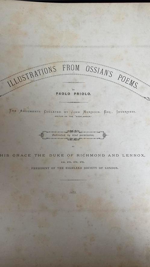Illustrations for Ossians’ Poems boek 1873, Antiquités & Art, Antiquités | Livres & Manuscrits, Enlèvement ou Envoi