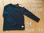 NIEUW t-shirt lange mouwen donkerblauw Kidz Nation maat 116, Neuf, Garçon, Enlèvement ou Envoi, Chemise ou À manches longues