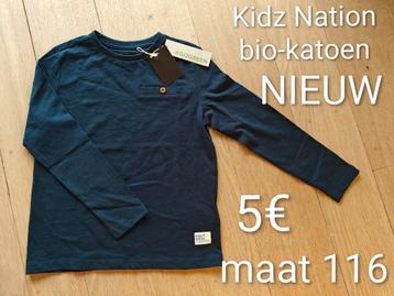 NIEUW t-shirt lange mouwen donkerblauw Kidz Nation maat 116 beschikbaar voor biedingen