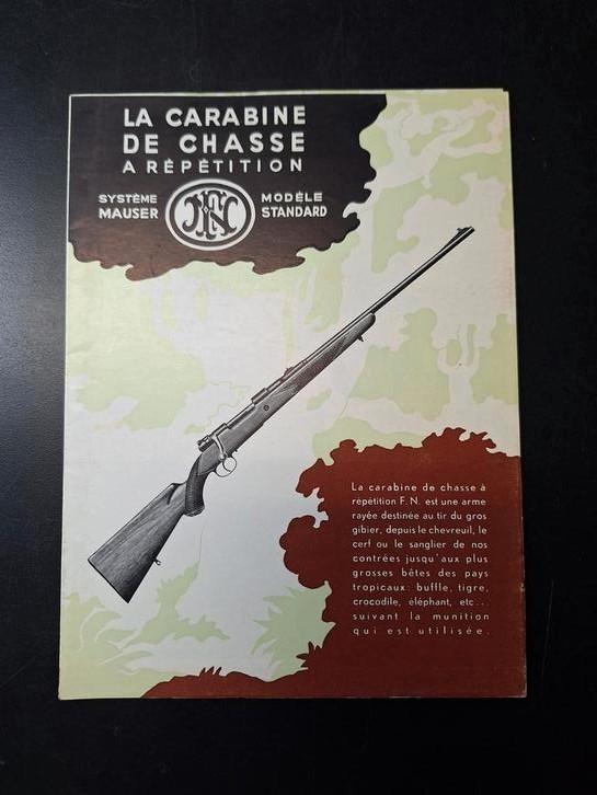 Brochure FN Herstal 1960 jachtwapen systeem Mauser, Verzamelen, Militaria | Algemeen, Ophalen of Verzenden