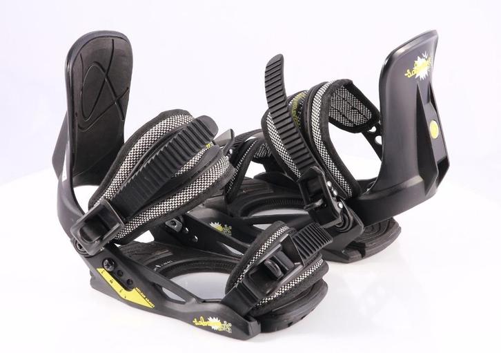 XS snowboard bindingen SALOMON ZEUG JR, black/yellow, Sport en Fitness, Snowboarden, Gebruikt, Bindingen, Verzenden