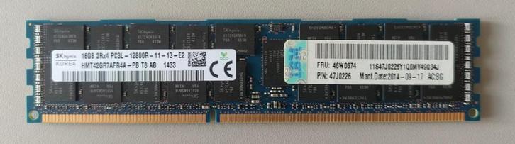 16GB RAM DDR3 1600 voor Server, Computers en Software, RAM geheugen, Gebruikt, Server, 16 GB, DDR3, Ophalen of Verzenden
