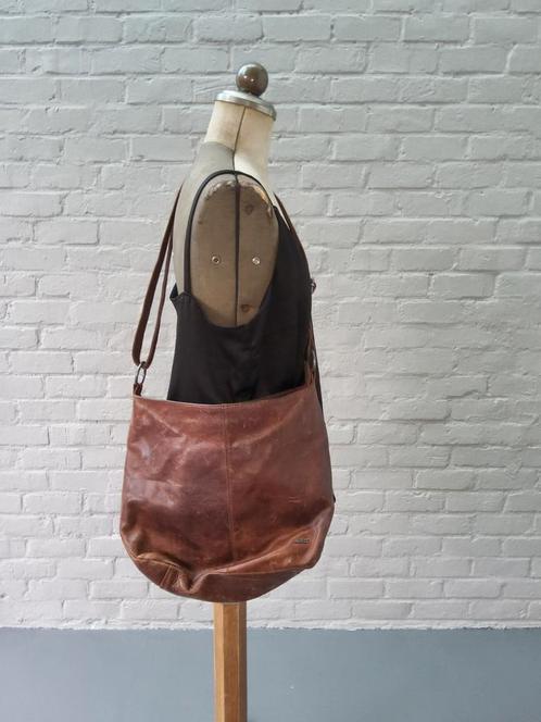 Bruine lederen handtas Justified, Handtassen en Accessoires, Portemonnees, Gebruikt, Bruin, Leder, Ophalen of Verzenden