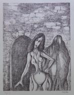 ARMAND SIMON / SURREALISME / ZW-W LITHO / 66x50cm / SIG, Ophalen of Verzenden