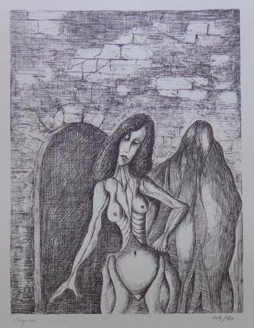 ARMAND SIMON / SURREALISME / ZW-W LITHO / 66x50cm / SIG beschikbaar voor biedingen