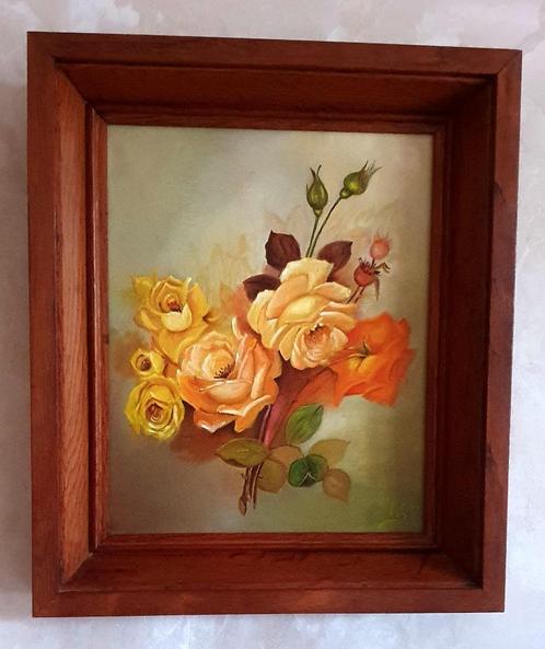 Olieverf schilderij rozen, Antiek en Kunst, Kunst | Schilderijen | Klassiek, Ophalen of Verzenden