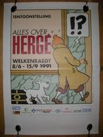 Affiche tentoonstelling "Alles over Hergé" uit 1991, Verzamelen, Ophalen of Verzenden, Kuifje, Zo goed als nieuw, Plaatje, Poster of Sticker