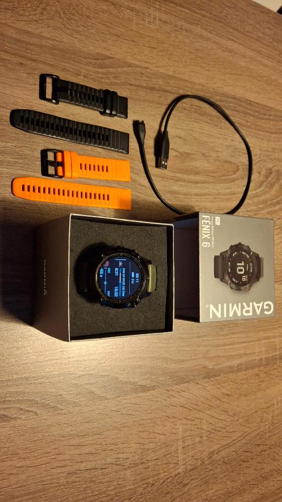 Garmin Fenix 6 pro 47 mm, Handtassen en Accessoires, Sporthorloges, Gebruikt, Zwart, Afstand, Calorieverbanding, Conditie, GPS