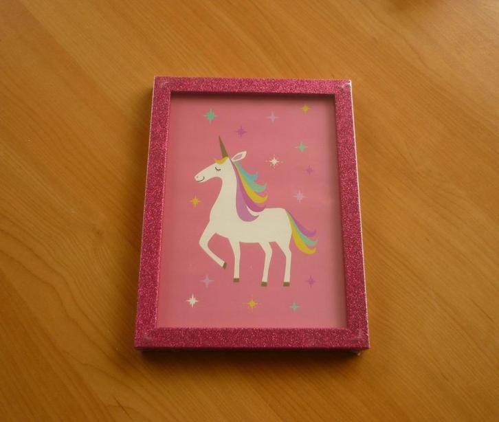Fuchsia roze glitter fotokader met eenhoorn, Huis en Inrichting, Woonaccessoires | Lijsten, Ophalen of Verzenden