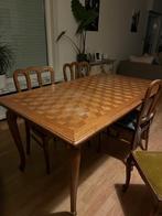 Houten tafel + 6 stoelen, Antiek en Kunst, Ophalen