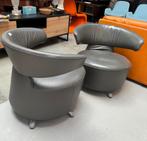 Fauteuils en cuir gris . Design Vintage, ., Leer, Ophalen of Verzenden, .