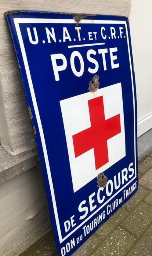 Poste de Secours emaille reclamebord Touring Club de France, Verzamelen, Merken en Reclamevoorwerpen, Zo goed als nieuw, Reclamebord