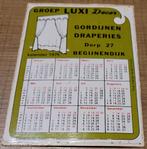 Oude sticker: Luxi gordijnen, Begijnendijk - kalender 1975, Verzamelen, Ophalen of Verzenden, Gebruikt, Winkel of Supermarkt