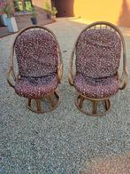 Chaise /fauteuil vintage en rotin/bambou pivotante, Antiek en Kunst, Ophalen