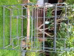 Retro schap metaal 2m h. 40cm d. Glazen leggers aanwezig, Ophalen, Gebruikt