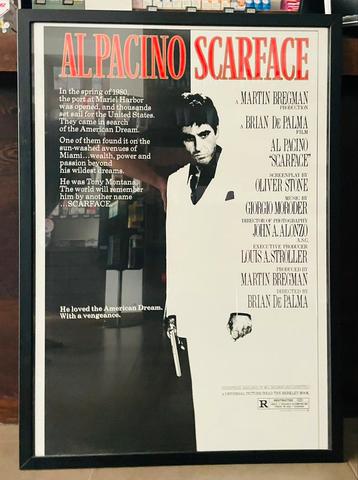 Scarface filmposter ingekaderd 104cm x 75cm beschikbaar voor biedingen